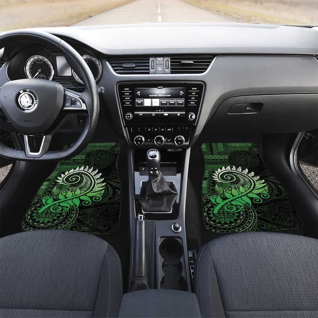 New Zealand Maori Koru Fern Car Mats Spiral Polynesian Style Green LT05 Set 2pcs - Front Green - Polynesian Pride