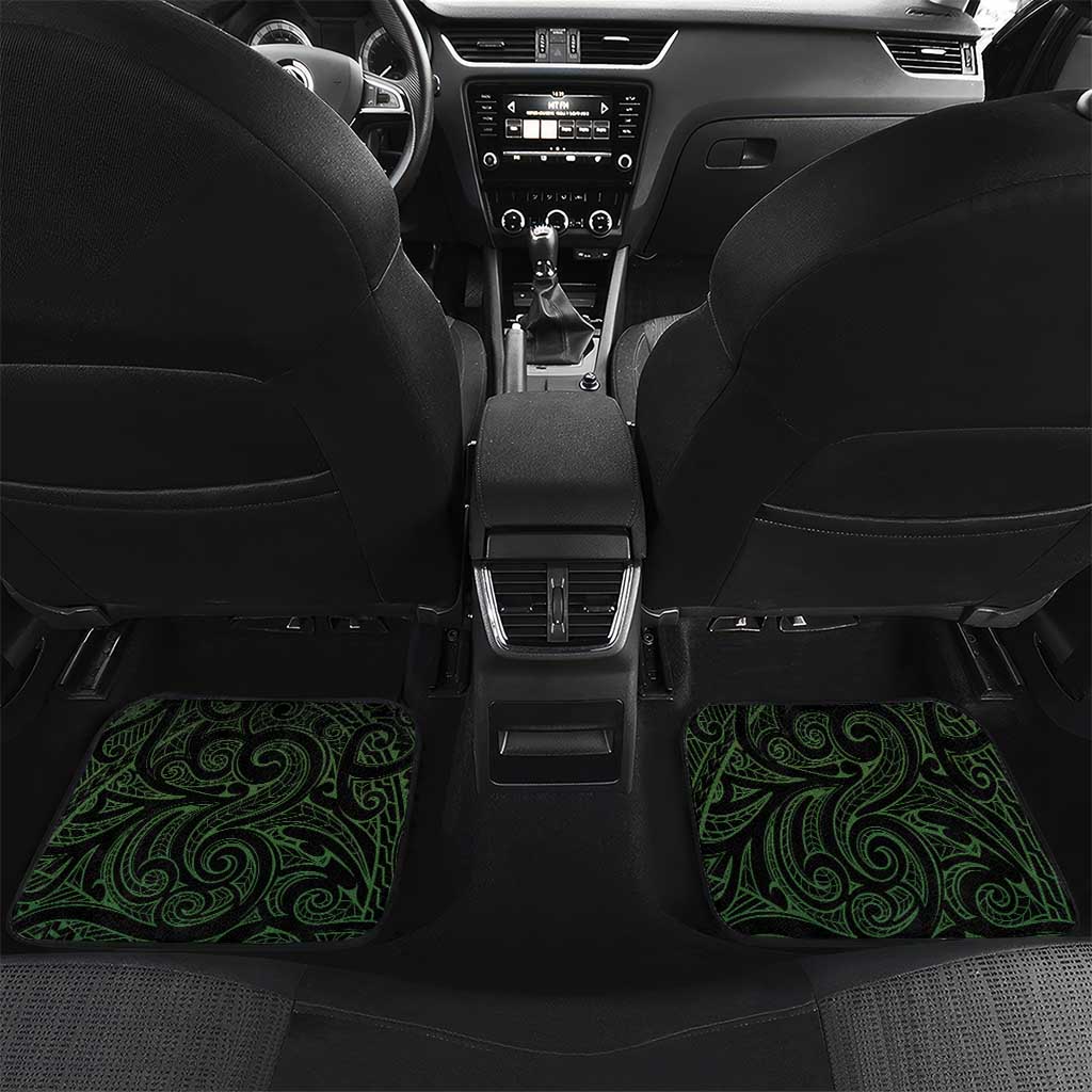 New Zealand Maori Koru Fern Car Mats Spiral Polynesian Style Green LT05 Set 2pcs - Back Green - Polynesian Pride
