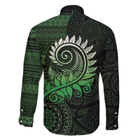 New Zealand Maori Koru Fern Family Matching Short Sleeve Bodycon Dress and Hawaiian Shirt Spiral Polynesian Style Green LT05 - Polynesian Pride