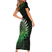 New Zealand Maori Koru Fern Family Matching Short Sleeve Bodycon Dress and Hawaiian Shirt Spiral Polynesian Style Green LT05 - Polynesian Pride