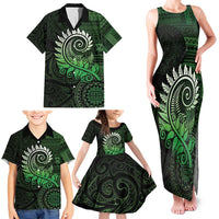 New Zealand Maori Koru Fern Family Matching Tank Maxi Dress and Hawaiian Shirt Spiral Polynesian Style Green LT05 - Polynesian Pride