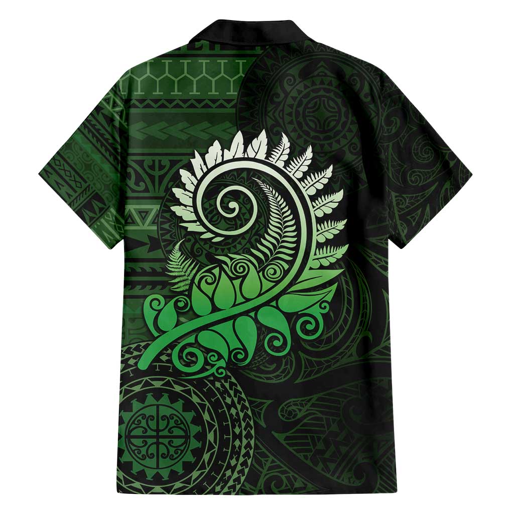 New Zealand Maori Koru Fern Family Matching Tank Maxi Dress and Hawaiian Shirt Spiral Polynesian Style Green LT05 - Polynesian Pride