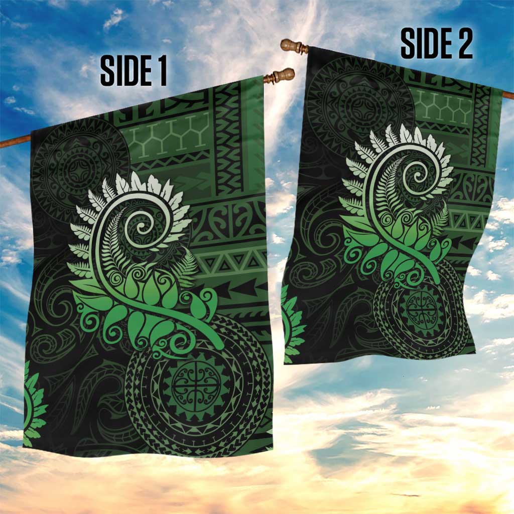 New Zealand Maori Koru Fern Garden Flag Spiral Polynesian Style Green LT05 - Polynesian Pride