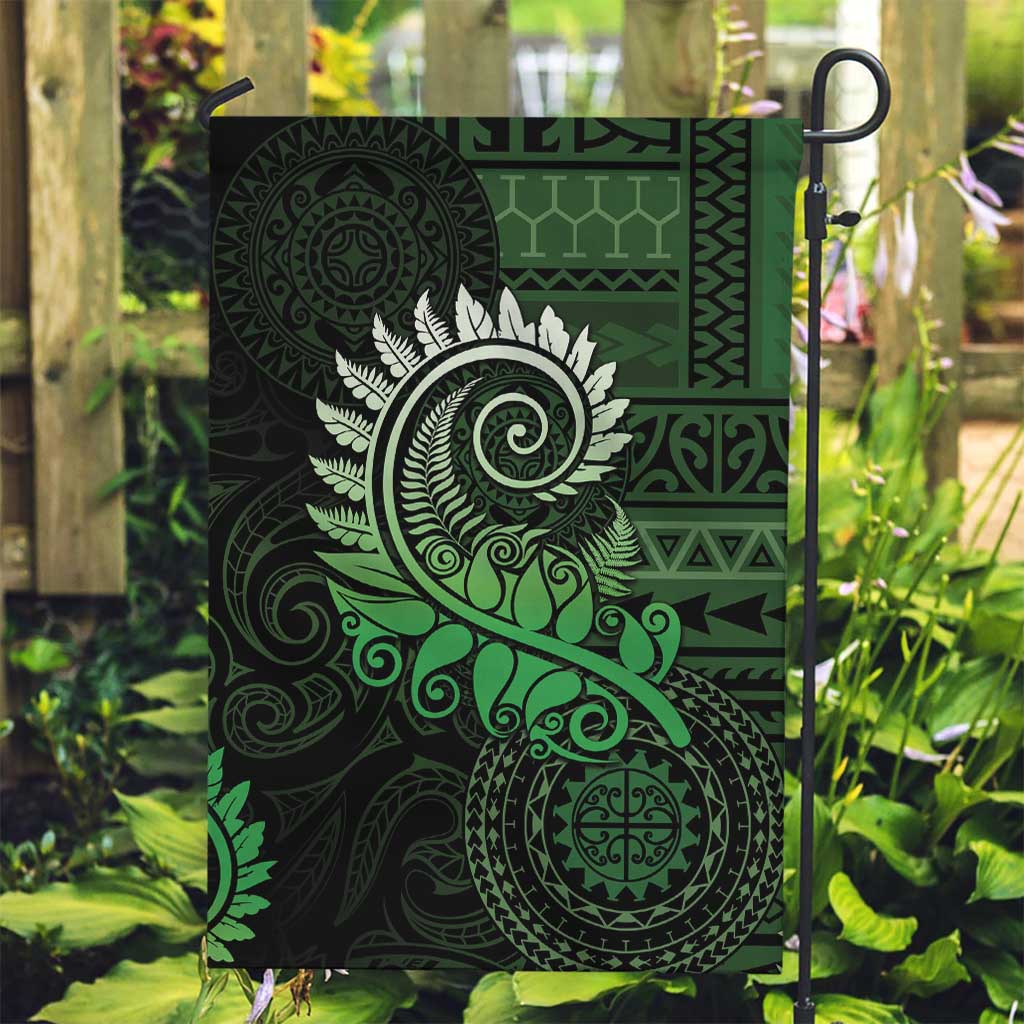 New Zealand Maori Koru Fern Garden Flag Spiral Polynesian Style Green LT05 Garden Flag Green - Polynesian Pride