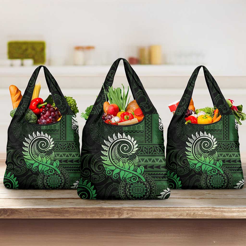 New Zealand Maori Koru Fern Grocery Bag Spiral Polynesian Style Green LT05 3-pack One Size Green - Polynesian Pride
