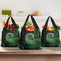 New Zealand Maori Koru Fern Grocery Bag Spiral Polynesian Style Green LT05 3-pack One Size Green - Polynesian Pride