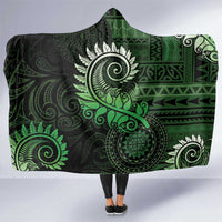 New Zealand Maori Koru Fern Hooded Blanket Spiral Polynesian Style Green LT05 One Size Green - Polynesian Pride