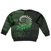 New Zealand Maori Koru Fern Kid Ugly Christmas Sweater Spiral Polynesian Style Green LT05 - Polynesian Pride