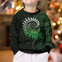 New Zealand Maori Koru Fern Kid Ugly Christmas Sweater Spiral Polynesian Style Green LT05 - Polynesian Pride