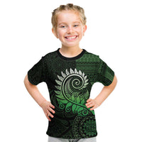 New Zealand Maori Koru Fern Kid T Shirt Spiral Polynesian Style Green LT05 Green - Polynesian Pride