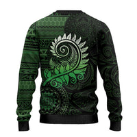 New Zealand Maori Koru Fern Ugly Christmas Sweater Spiral Polynesian Style Green LT05 - Polynesian Pride