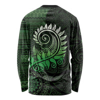 New Zealand Maori Koru Fern Long Sleeve Shirt Spiral Polynesian Style Green LT05 - Polynesian Pride