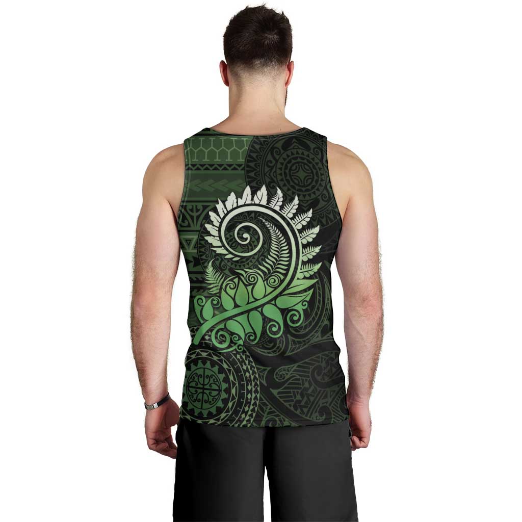 New Zealand Maori Koru Fern Men Tank Top Spiral Polynesian Style Green LT05 - Polynesian Pride