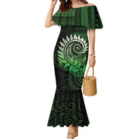 New Zealand Maori Koru Fern Mermaid Dress Spiral Polynesian Style Green LT05 Women Green - Polynesian Pride