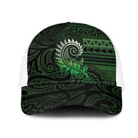 New Zealand Maori Koru Fern Mesh Trucker Cap Spiral Polynesian Style Green - Polynesian Pride