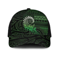 New Zealand Maori Koru Fern Mesh Trucker Cap Spiral Polynesian Style Green - Polynesian Pride