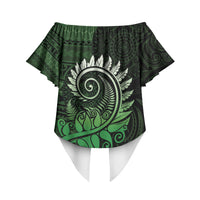 New Zealand Maori Koru Fern Off Shoulder Wrap Waist Top Spiral Polynesian Style Green LT05 - Polynesian Pride