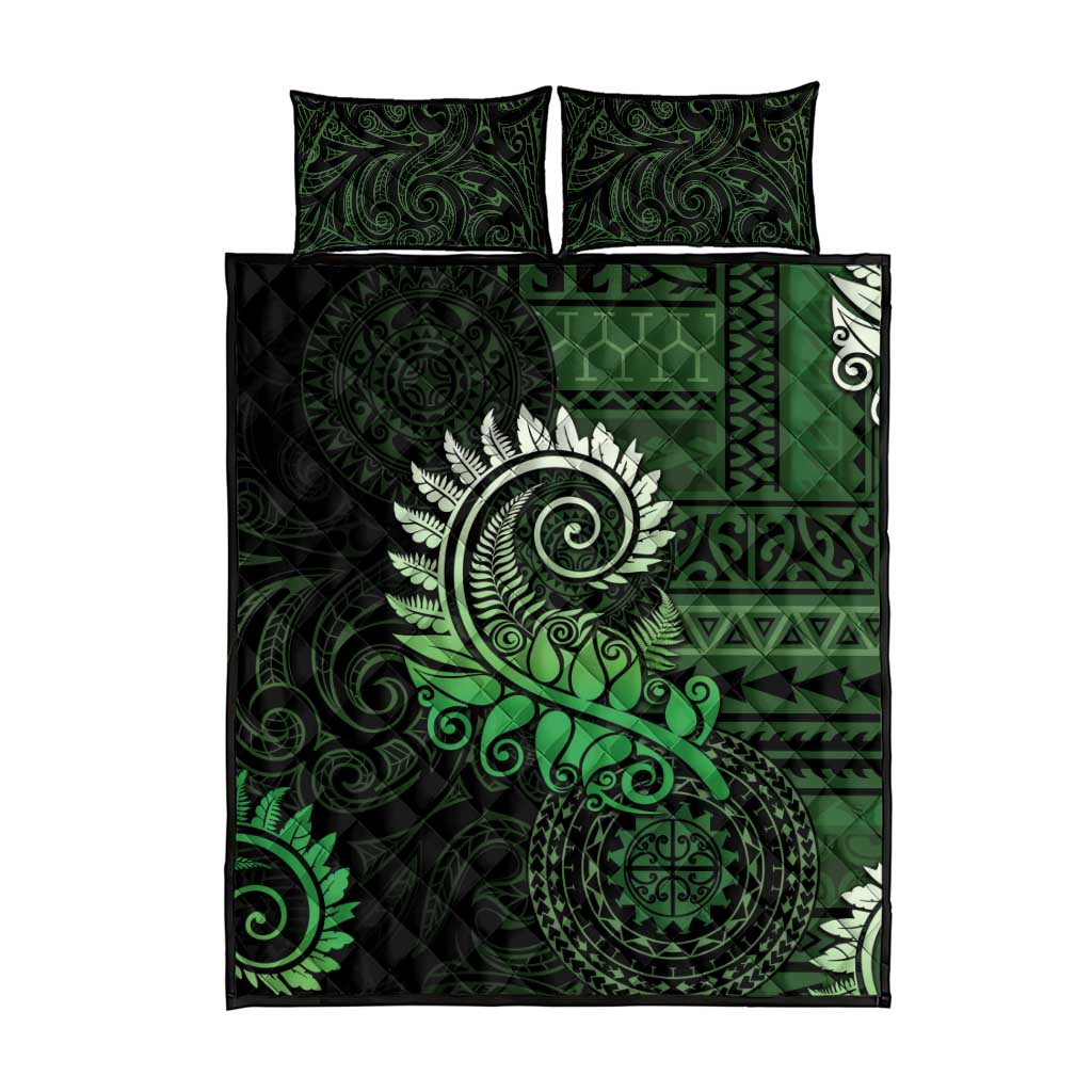 New Zealand Maori Koru Fern Quilt Bed Set Spiral Polynesian Style Green LT05 - Polynesian Pride