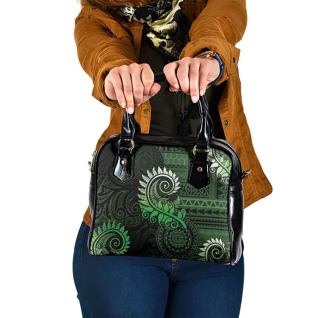 New Zealand Maori Koru Fern Shoulder Handbag Spiral Polynesian Style Green LT05 One Size Green - Polynesian Pride