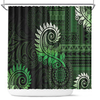 New Zealand Maori Koru Fern Shower Curtain Spiral Polynesian Style Green LT05 Green - Polynesian Pride