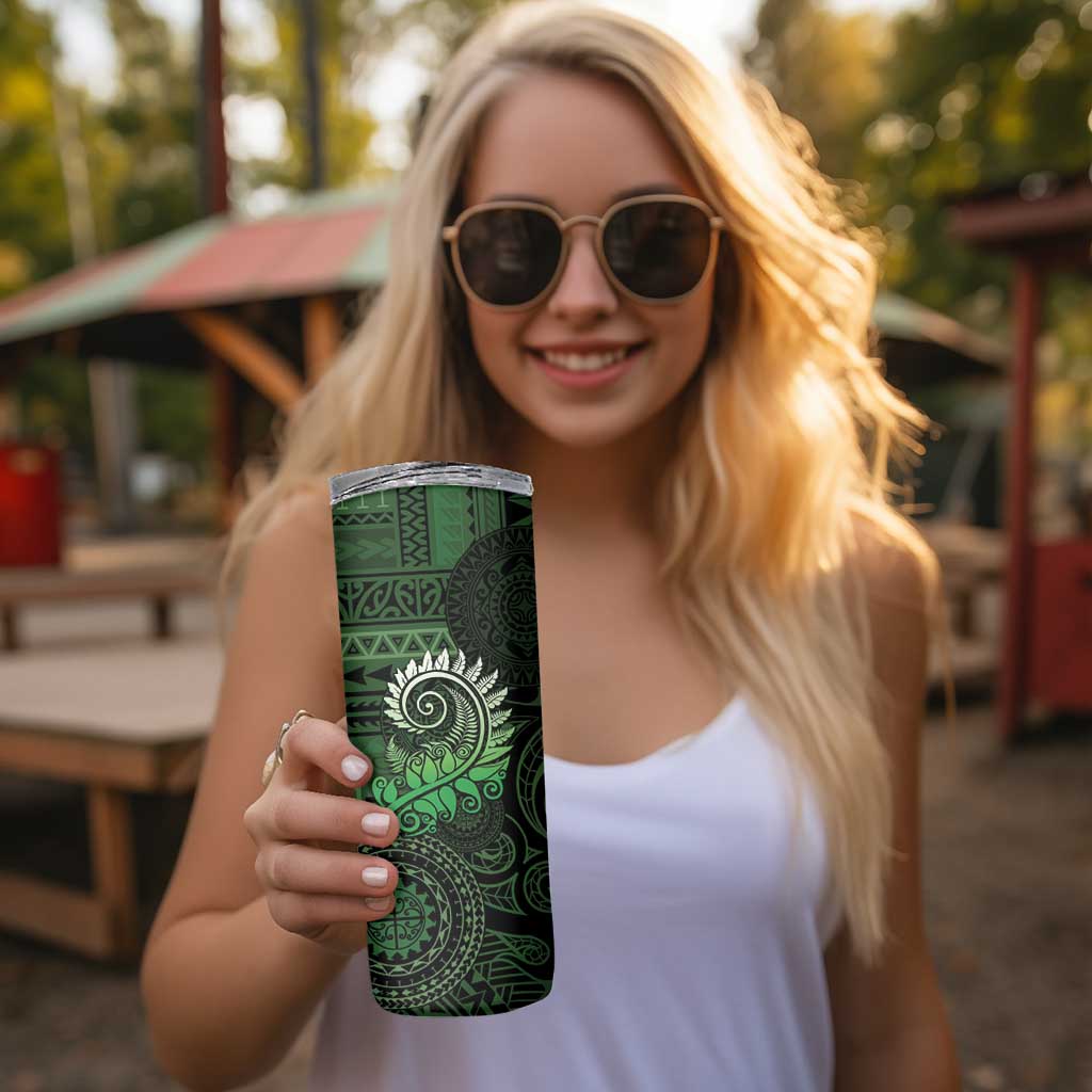 New Zealand Maori Koru Fern Skinny Tumbler Spiral Polynesian Style Green LT05 - Polynesian Pride