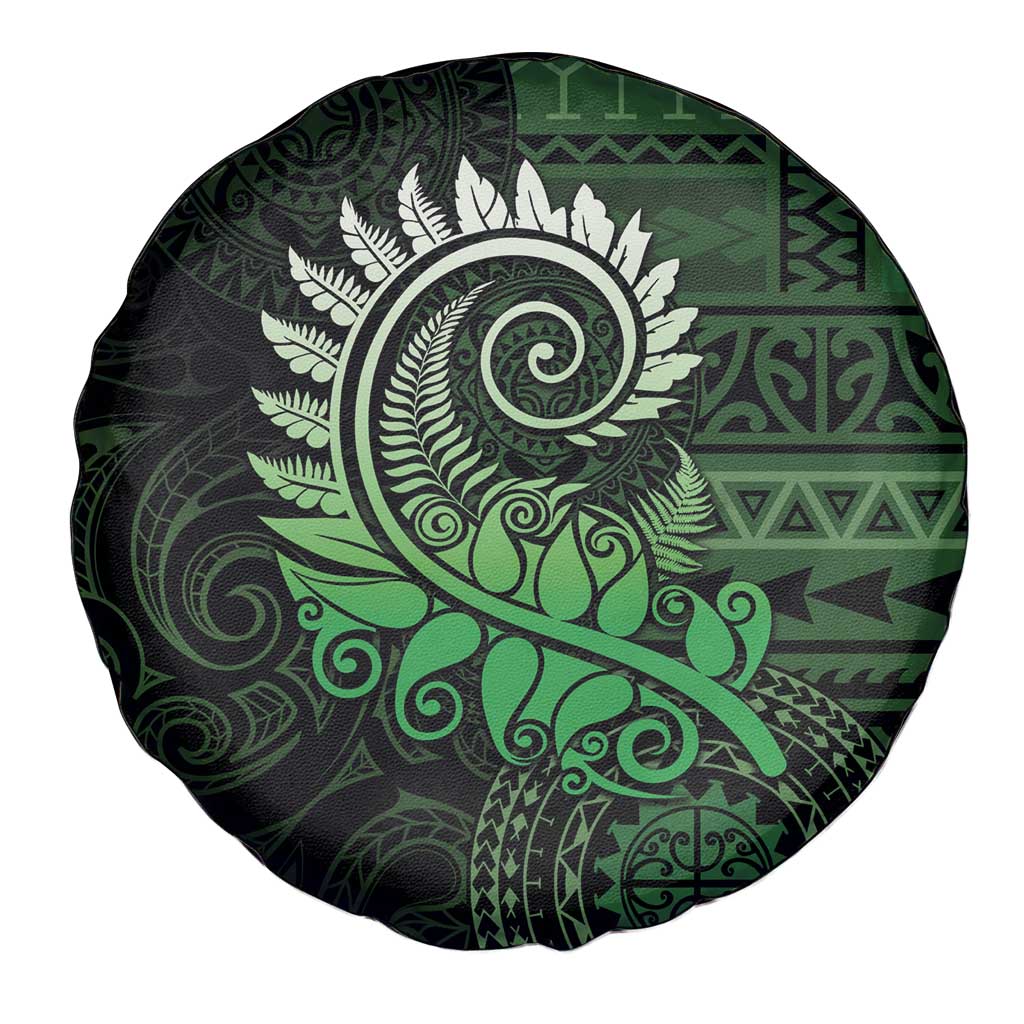 New Zealand Maori Koru Fern Spare Tire Cover Spiral Polynesian Style Green LT05 - Polynesian Pride