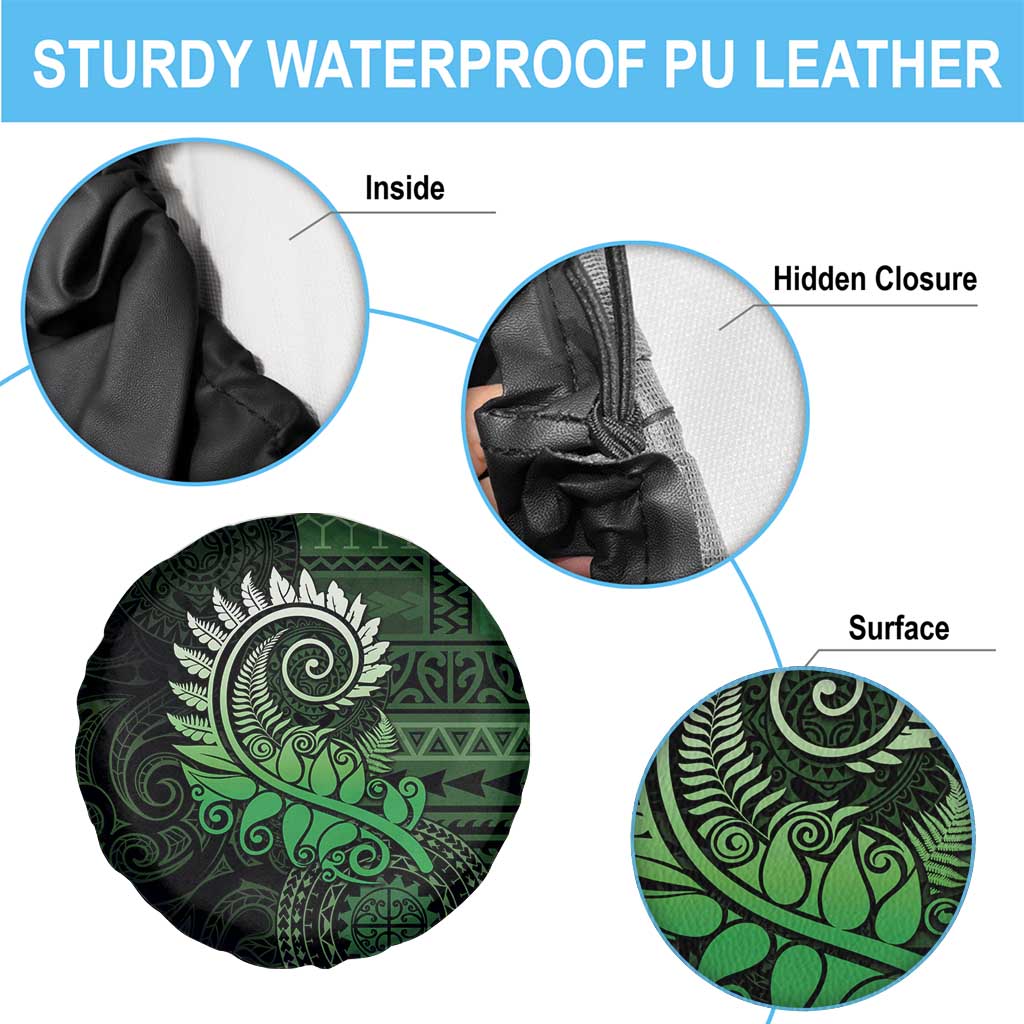 New Zealand Maori Koru Fern Spare Tire Cover Spiral Polynesian Style Green LT05 - Polynesian Pride
