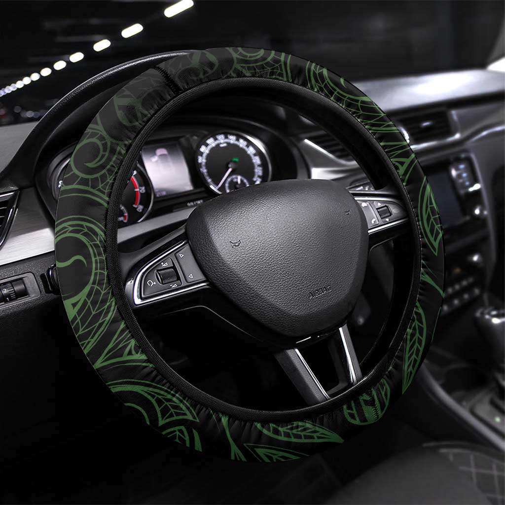 New Zealand Maori Koru Fern Steering Wheel Cover Spiral Polynesian Style Green LT05 Universal Fit Green - Polynesian Pride