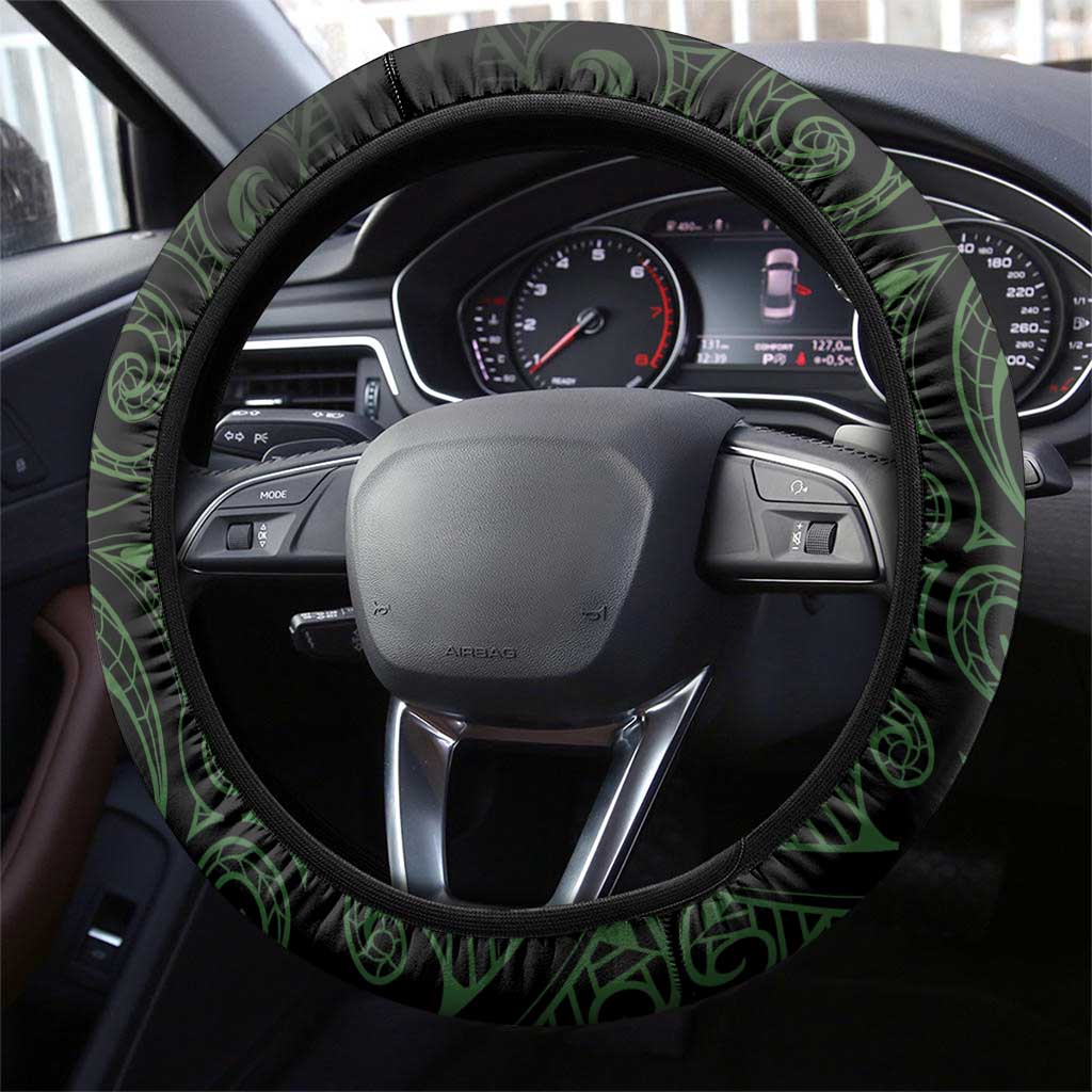 New Zealand Maori Koru Fern Steering Wheel Cover Spiral Polynesian Style Green LT05 - Polynesian Pride
