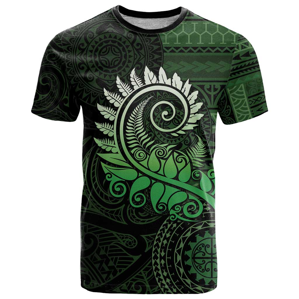 New Zealand Maori Koru Fern T Shirt Spiral Polynesian Style Green LT05 Green - Polynesian Pride