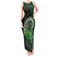 New Zealand Maori Koru Fern Tank Maxi Dress Spiral Polynesian Style Green LT05 Women Green - Polynesian Pride