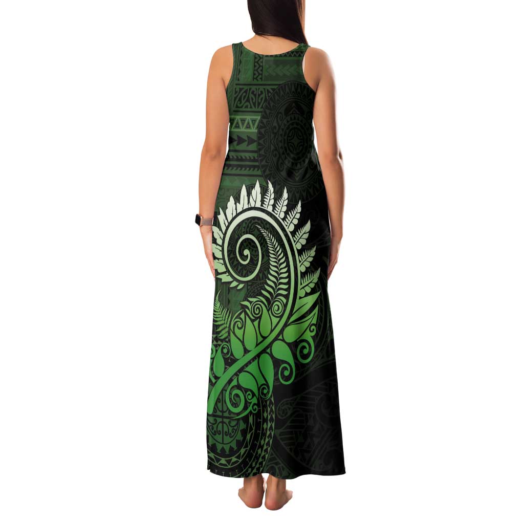 New Zealand Maori Koru Fern Tank Maxi Dress Spiral Polynesian Style Green LT05 - Polynesian Pride