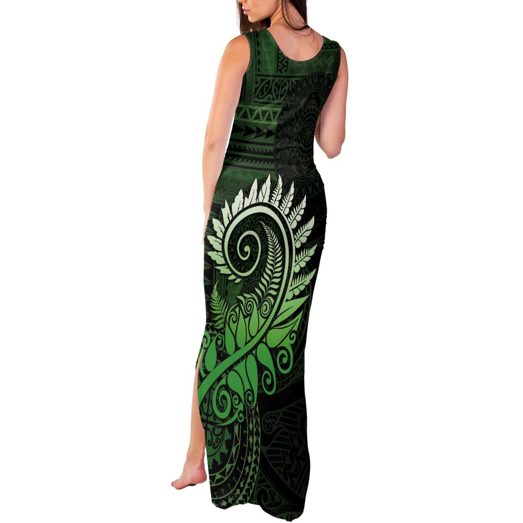 New Zealand Maori Koru Fern Tank Maxi Dress Spiral Polynesian Style Green LT05 - Polynesian Pride