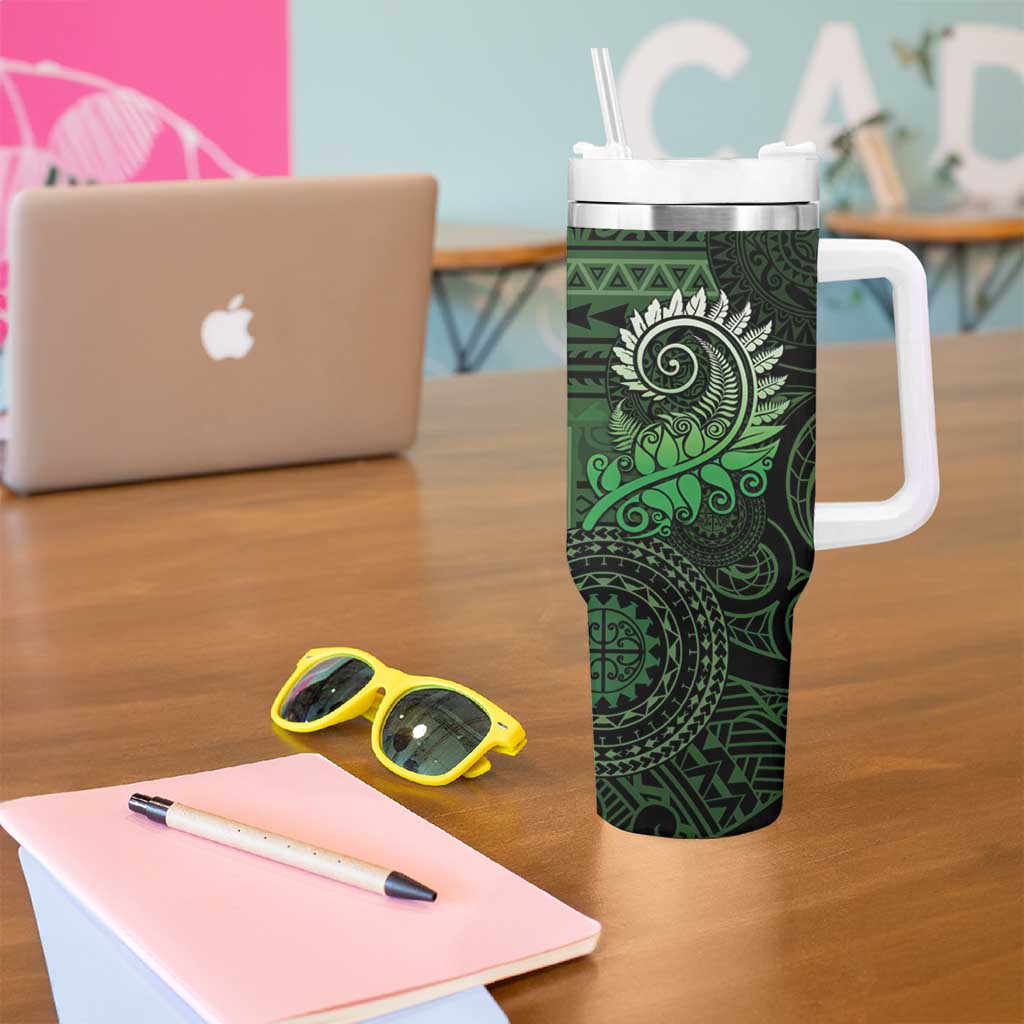 New Zealand Maori Koru Fern Tumbler With Handle Spiral Polynesian Style Green LT05 - Polynesian Pride