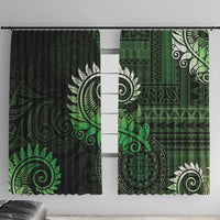 New Zealand Maori Koru Fern Window Curtain Spiral Polynesian Style Green LT05 With Hooks Green - Polynesian Pride