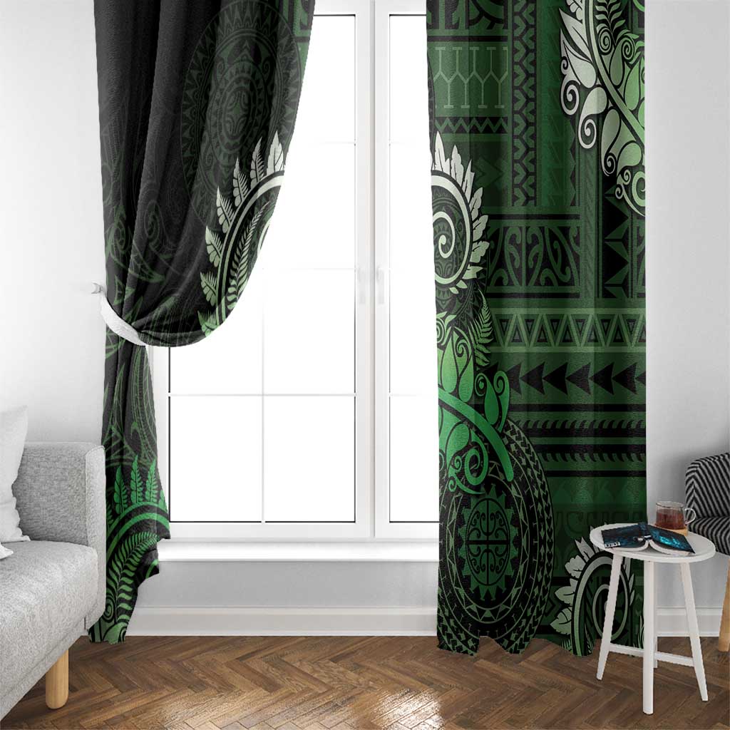 New Zealand Maori Koru Fern Window Curtain Spiral Polynesian Style Green LT05 - Polynesian Pride