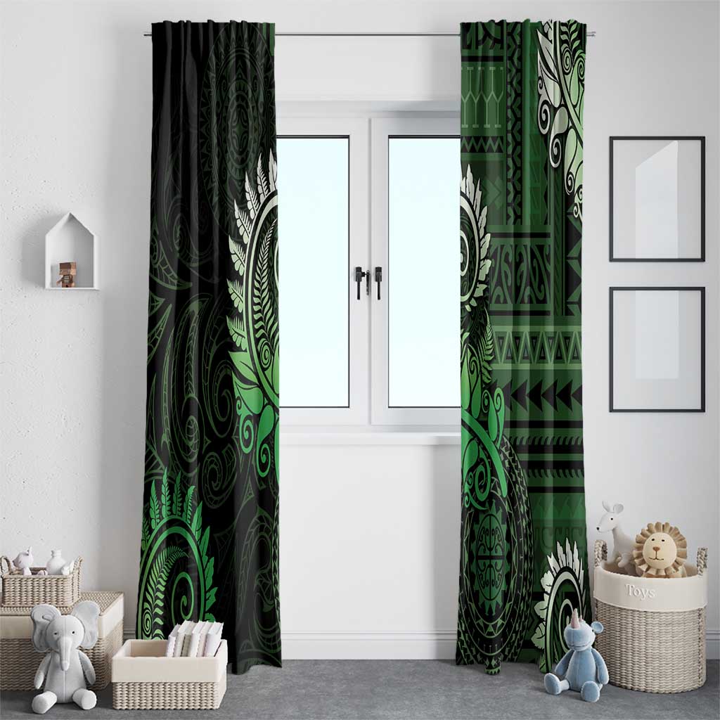 New Zealand Maori Koru Fern Window Curtain Spiral Polynesian Style Green LT05 - Polynesian Pride