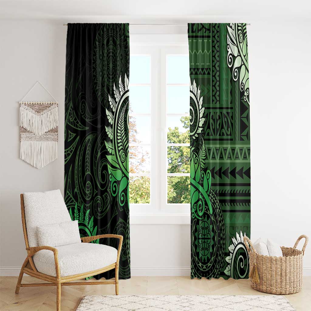 New Zealand Maori Koru Fern Window Curtain Spiral Polynesian Style Green LT05 - Polynesian Pride