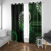 New Zealand Maori Koru Fern Window Curtain Spiral Polynesian Style Green LT05 With Grommets Green - Polynesian Pride
