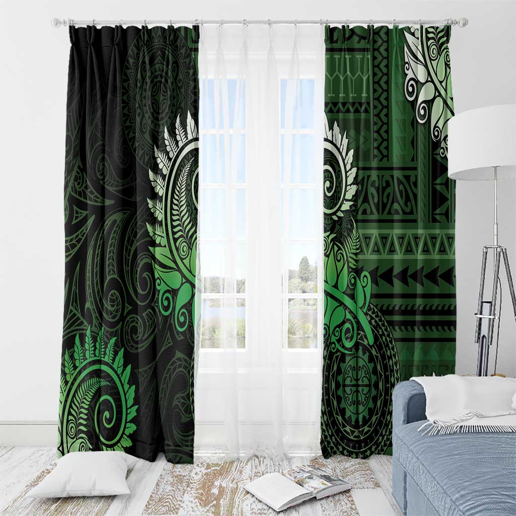 New Zealand Maori Koru Fern Window Curtain Spiral Polynesian Style Green LT05 - Polynesian Pride