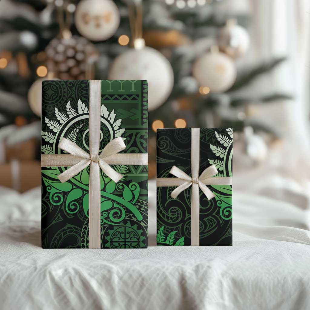New Zealand Maori Koru Fern Wrapping Paper Spiral Polynesian Style Green LT05 - Polynesian Pride