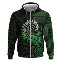 New Zealand Maori Koru Fern Zip Hoodie Spiral Polynesian Style Green LT05 Zip Hoodie Green - Polynesian Pride