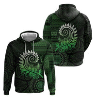 New Zealand Maori Koru Fern Zip Hoodie Spiral Polynesian Style Green LT05 - Polynesian Pride