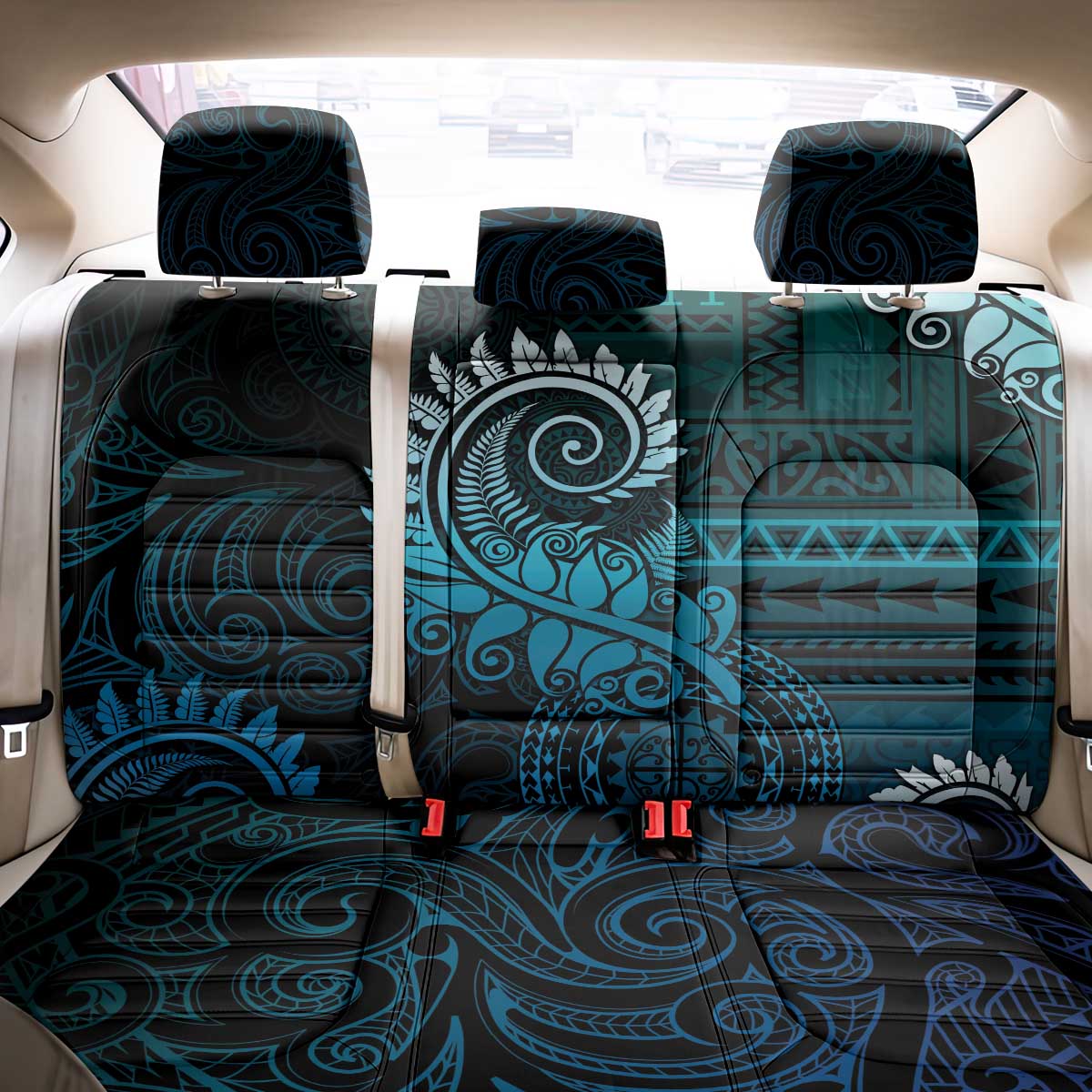 New Zealand Maori Koru Fern Back Car Seat Cover Spiral Polynesian Style Aqua Gradient LT05 - Polynesian Pride
