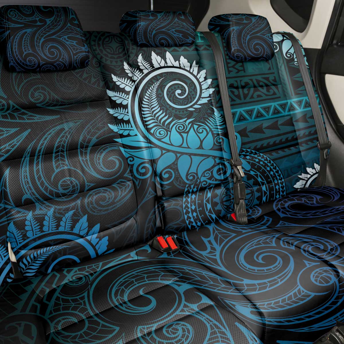 New Zealand Maori Koru Fern Back Car Seat Cover Spiral Polynesian Style Aqua Gradient LT05 - Polynesian Pride