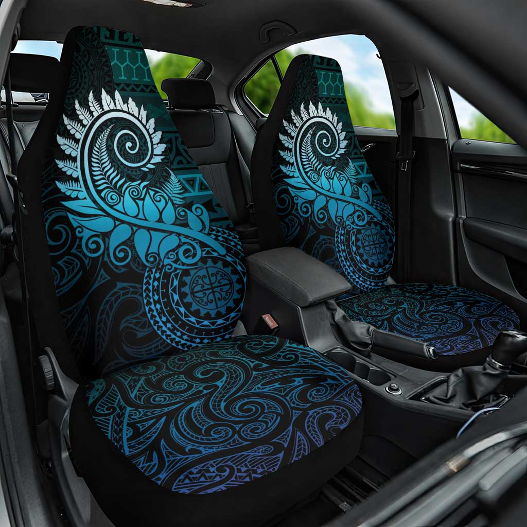 New Zealand Maori Koru Fern Car Seat Cover Spiral Polynesian Style Aqua Gradient LT05 One Size Aqua - Polynesian Pride
