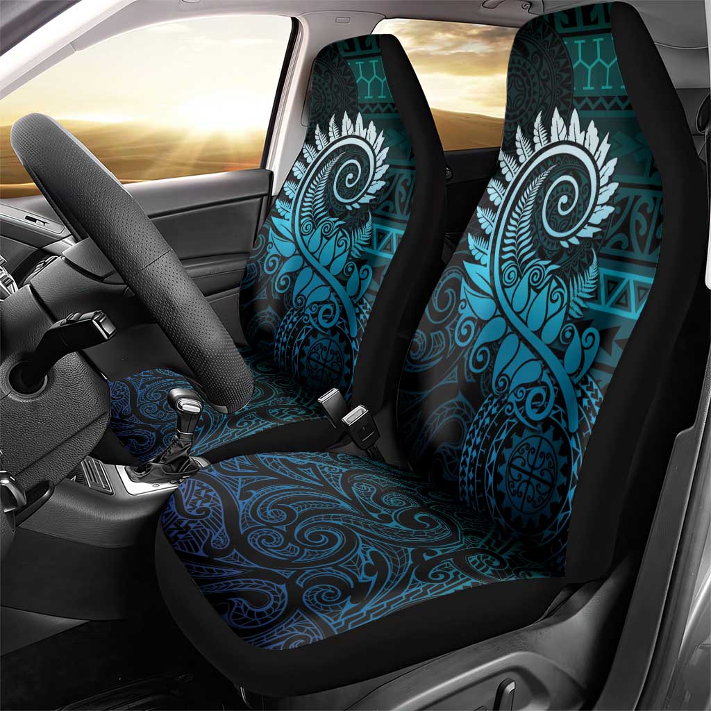 New Zealand Maori Koru Fern Car Seat Cover Spiral Polynesian Style Aqua Gradient LT05 - Polynesian Pride