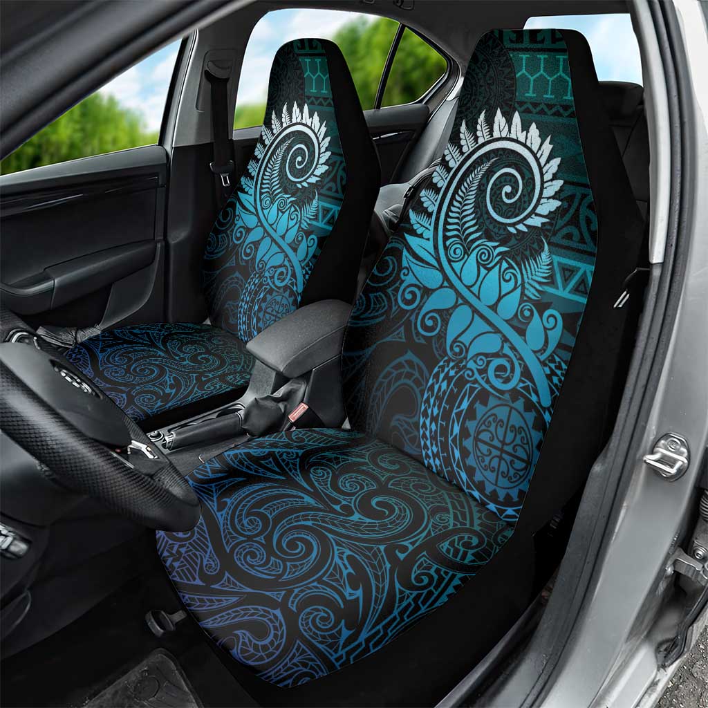 New Zealand Maori Koru Fern Car Seat Cover Spiral Polynesian Style Aqua Gradient LT05 - Polynesian Pride