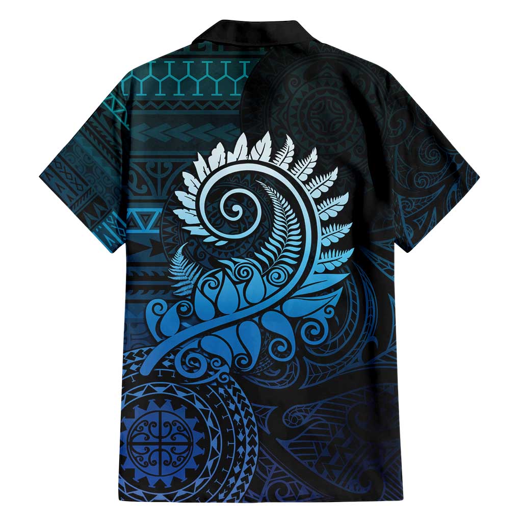 New Zealand Maori Koru Fern Family Matching Long Sleeve Bodycon Dress and Hawaiian Shirt Spiral Polynesian Style Aqua Gradient LT05 - Polynesian Pride