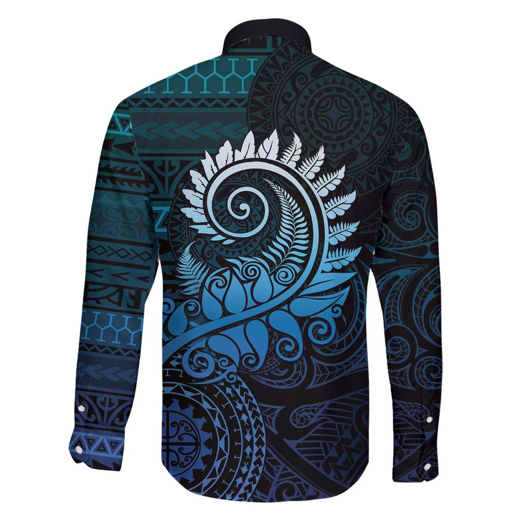New Zealand Maori Koru Fern Family Matching Mermaid Dress and Hawaiian Shirt Spiral Polynesian Style Aqua Gradient LT05 - Polynesian Pride